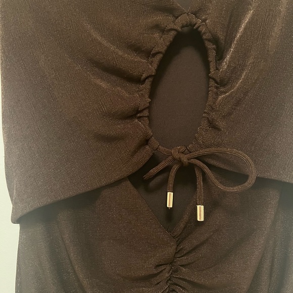Significant Other Cut Out Brown Shiny Dress - Picture 6 of 7